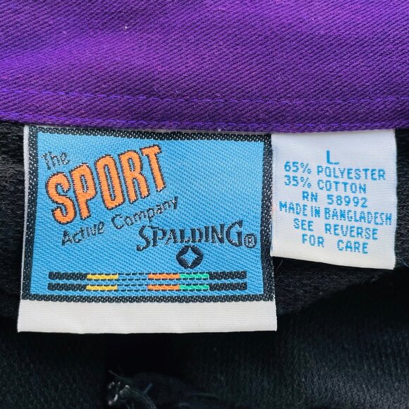 Vtg 1980s Spalding Sport Rugby Shirt Mens Sz L Purple Teal Stripe Grandpacore - Picture 5 of 5